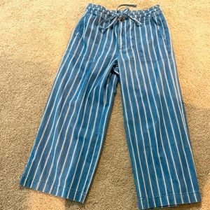 American eagle denim/white colored striped ankle pants with tie